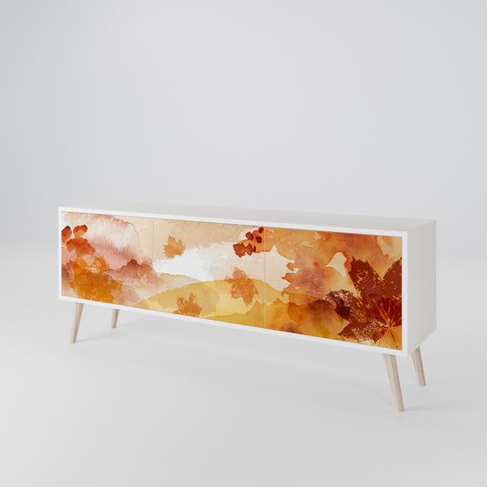 TRACES OF AUTUMN 3-Door TV Stand in White Finish