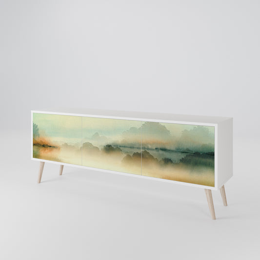 MORNING BY THE LAKE 3-Door TV Stand in White Finish