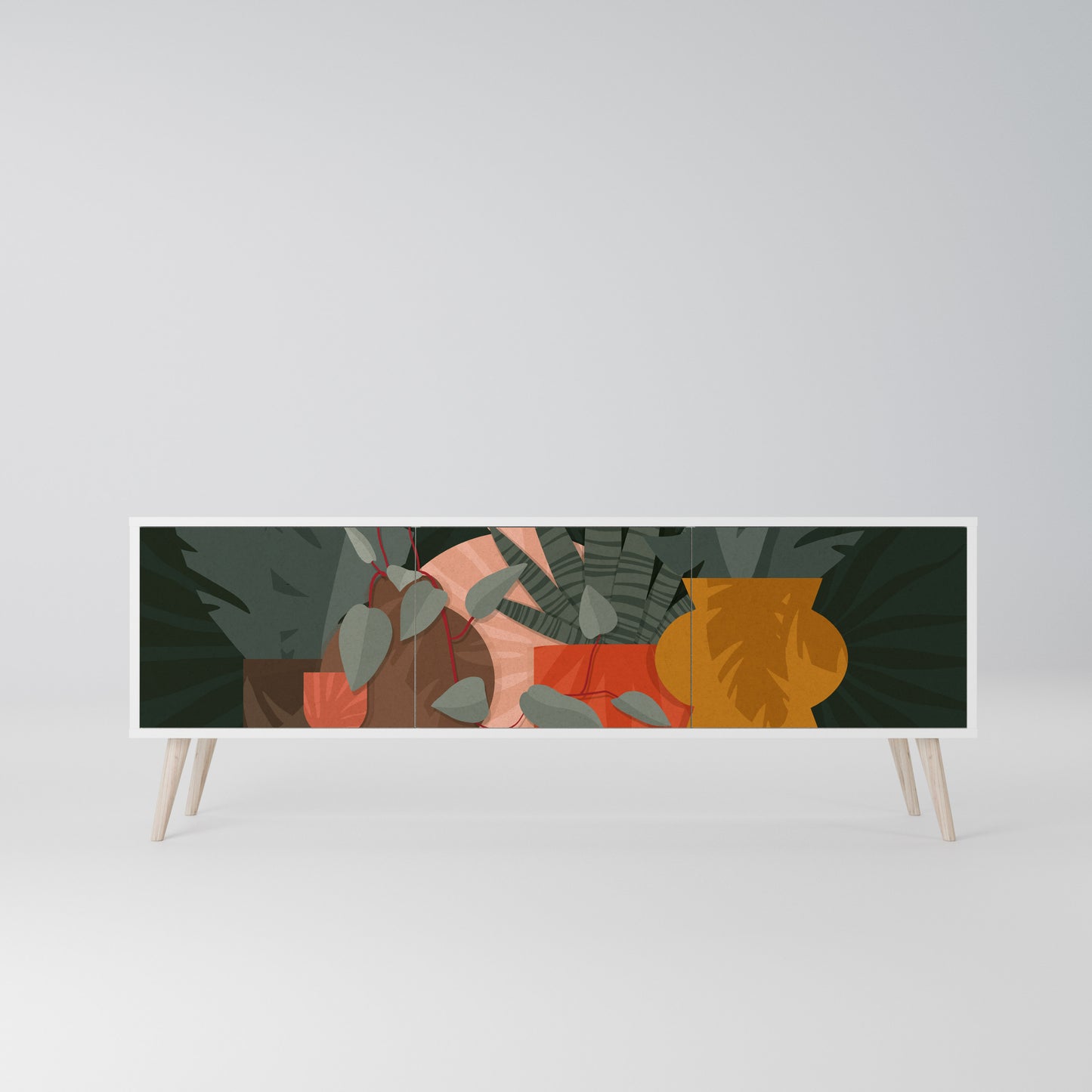 TROPICAL COMPOSITION Mobile TV a 3 Ante in Finitura Bianca