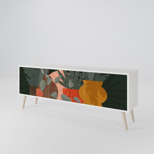 TROPICAL COMPOSITION 3-Door TV Stand in White Finish