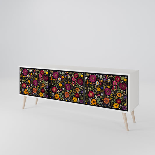 MIDNIGHT GARDEN 3-Door TV Stand in White Finish
