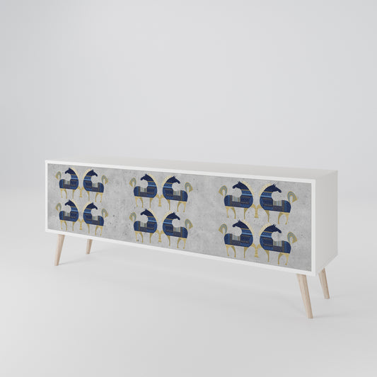 MAJESTIC STEED 3-Door TV Stand in White Finish
