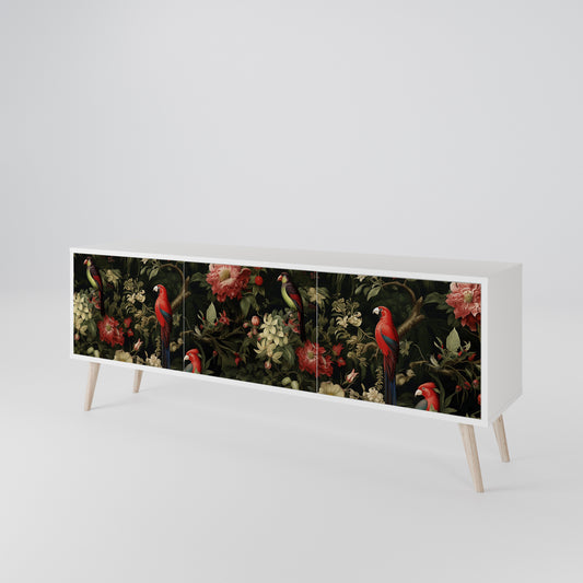 AVIAN GREENERY 3-Door TV Stand in White Finish