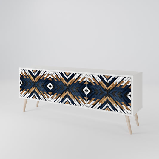ARTFUL GEOMETRY 3-Door TV Stand in White Finish