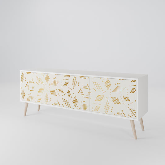 SPOTTED DAZE 3-Door TV Stand in White Finish