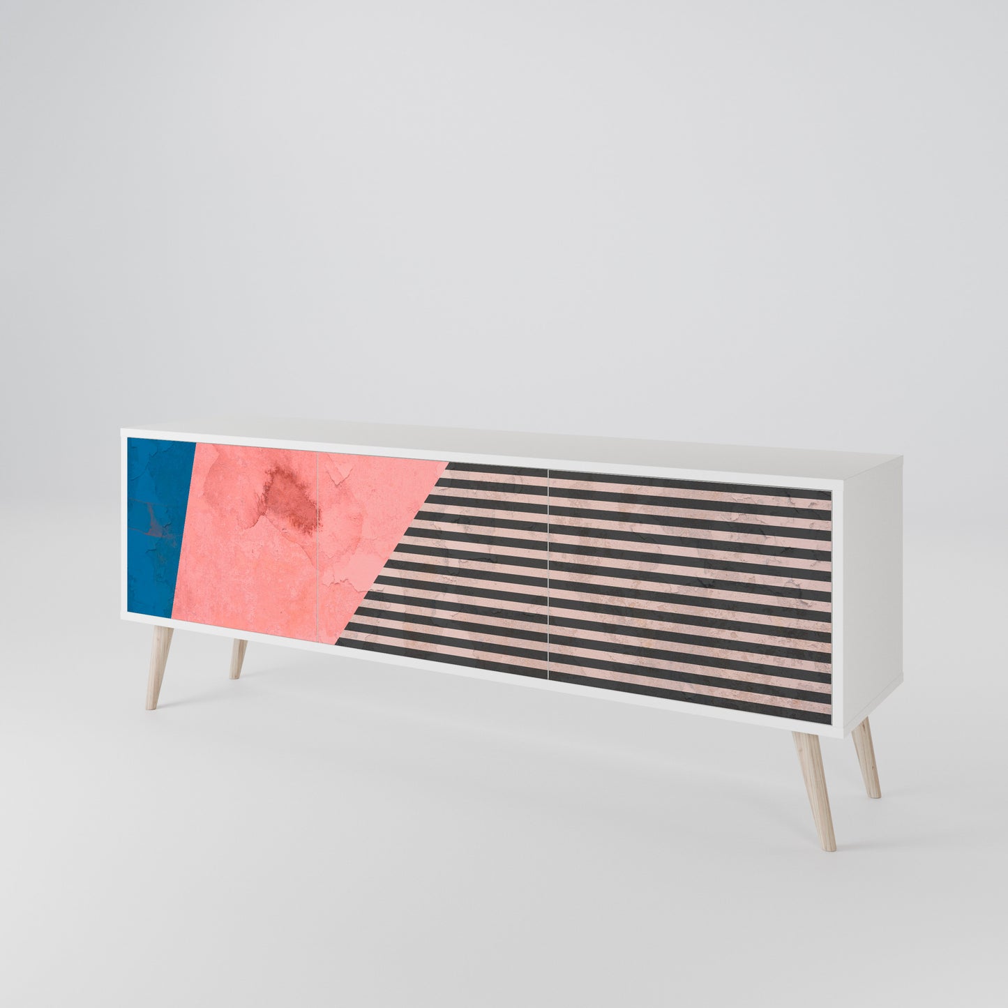 GLAMOROUS STRIPE Mobile TV a 3 Ante in Finitura Bianca