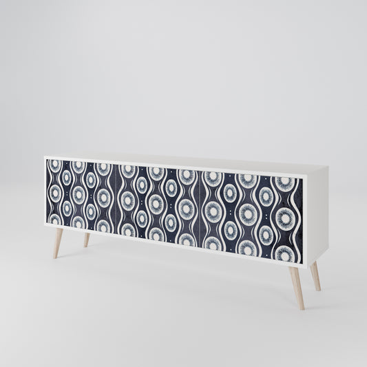 GRAPHITE EYES 3-Door TV Stand in White Finish