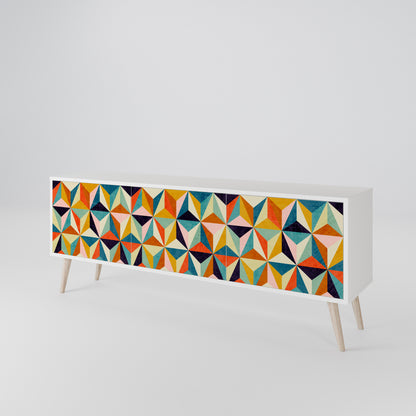 TESSELATE TREASURES 3-Door TV Stand in White Finish