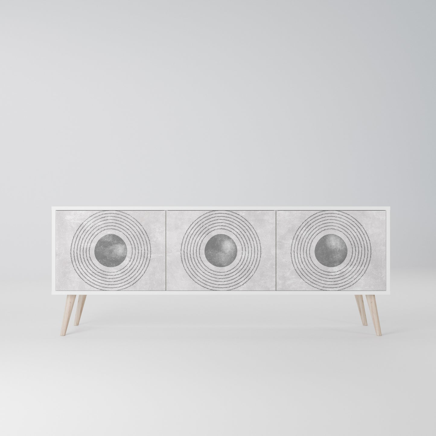 SOLID CIRCLES 3-Door TV Stand in White Finish