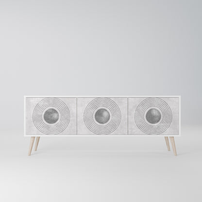 SOLID CIRCLES 3-Door TV Stand in White Finish