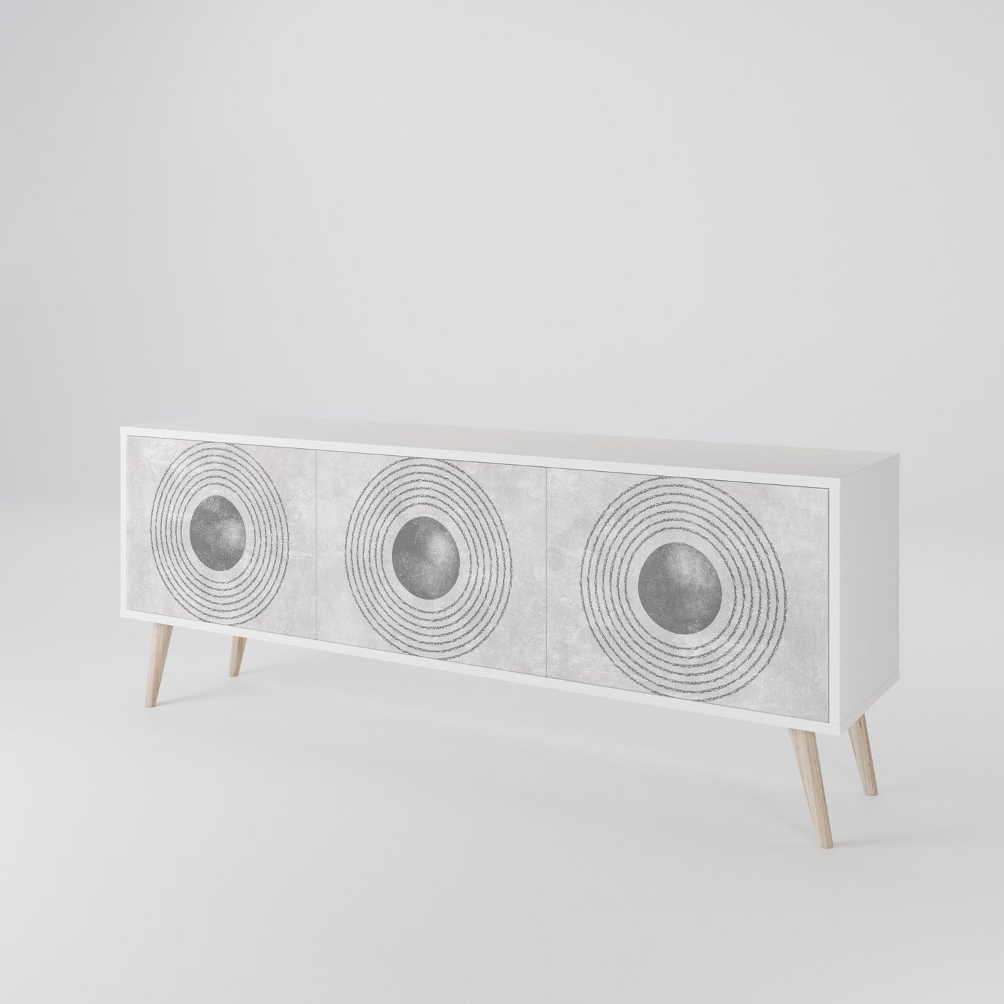 SOLID CIRCLES 3-Door TV Stand in White Finish