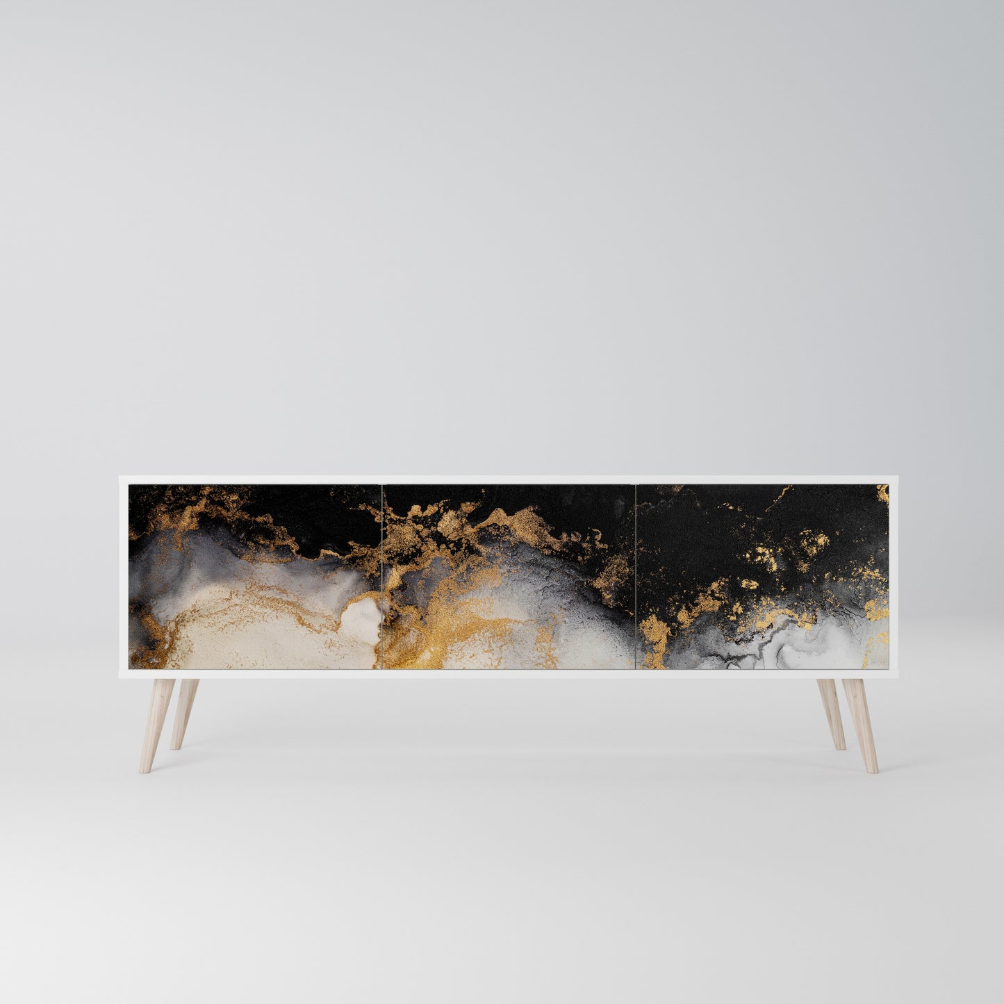 MARBLE OF TOMMORROW 3-Door TV Stand in White Finish