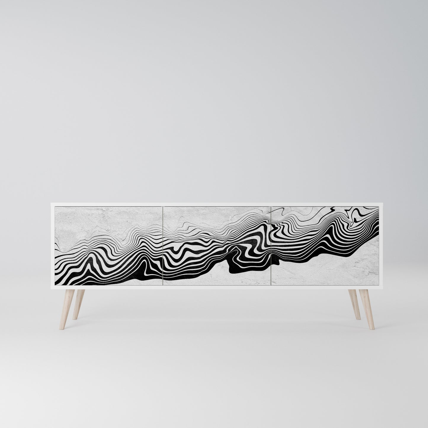 MONOCHROME MIRAGE 3-Door TV Stand in White Finish
