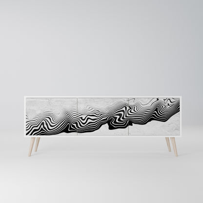 MONOCHROME MIRAGE 3-Door TV Stand in White Finish