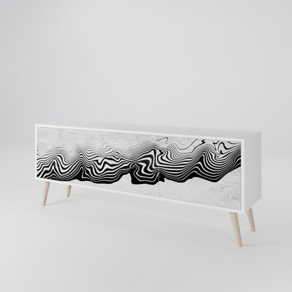 MONOCHROME MIRAGE 3-Door TV Stand in White Finish