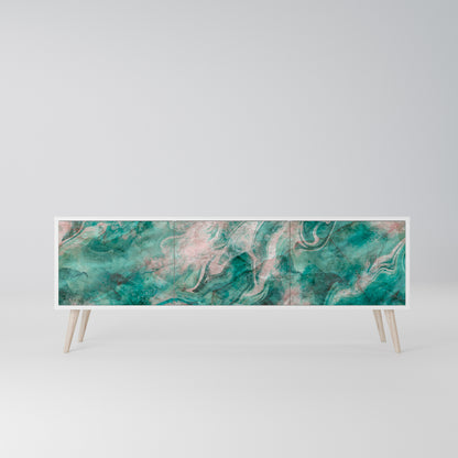 ABSTRACT ALCHEMY 3-Door TV Stand in White Finish