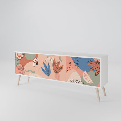 PASTEL DESTINY 3-Door TV Stand in White Finish