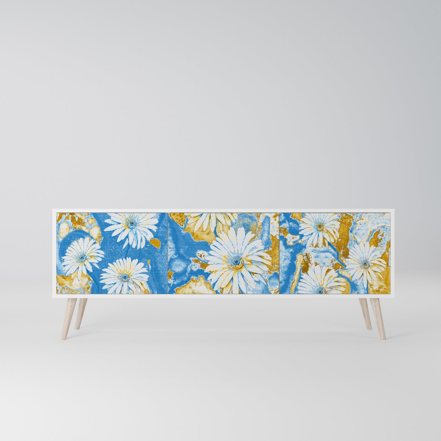 DAISY LUXE 3-Door TV Stand in White Finish
