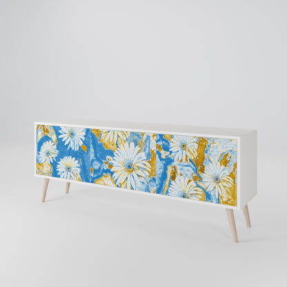 DAISY LUXE 3-Door TV Stand in White Finish