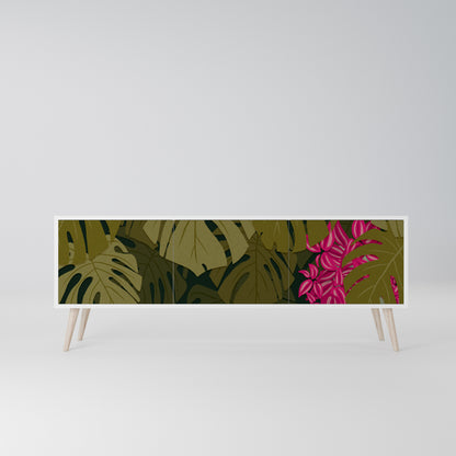 TROPICAL BEAUTY 3-Door TV Stand in White Finish