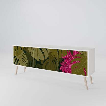 TROPICAL BEAUTY 3-Door TV Stand in White Finish
