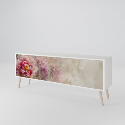 PEONY WHISPER 3-Door TV Stand in White Finish
