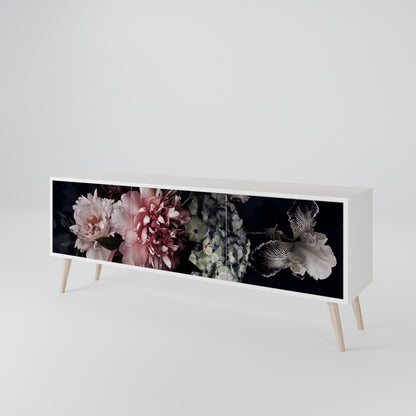PURE BLOSSOM 3-Door TV Stand in White Finish