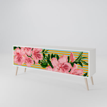 FRAGILE BEAUTY 3-Door TV Stand in White Finish