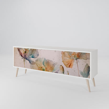SOFTEN POPPY 3-Door TV Stand in White Finish