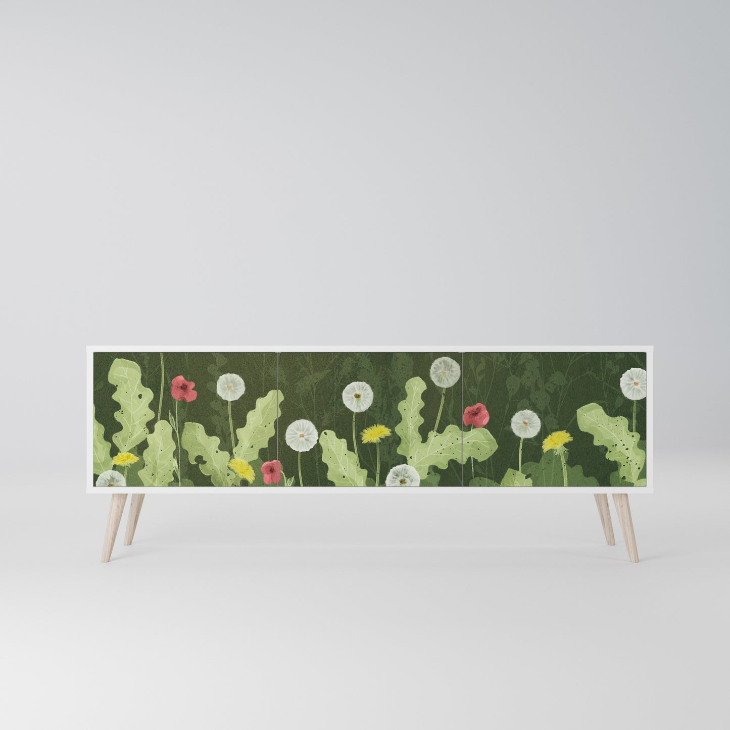 DANDELION AMUSE 3-Door TV Stand in White Finish