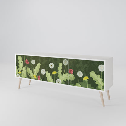 DANDELION AMUSE 3-Door TV Stand in White Finish