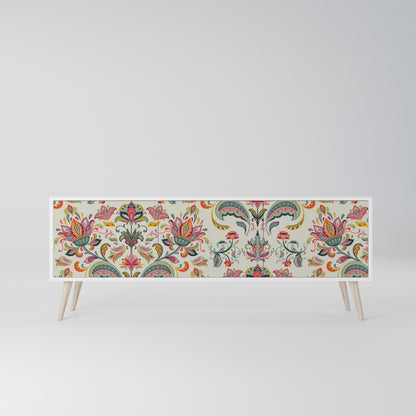 ORGANIC FOLKLORE 3-Door TV Stand in White Finish
