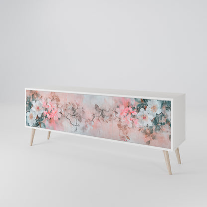 CHERRY BLOSSOM 3-Door TV Stand in White Finish