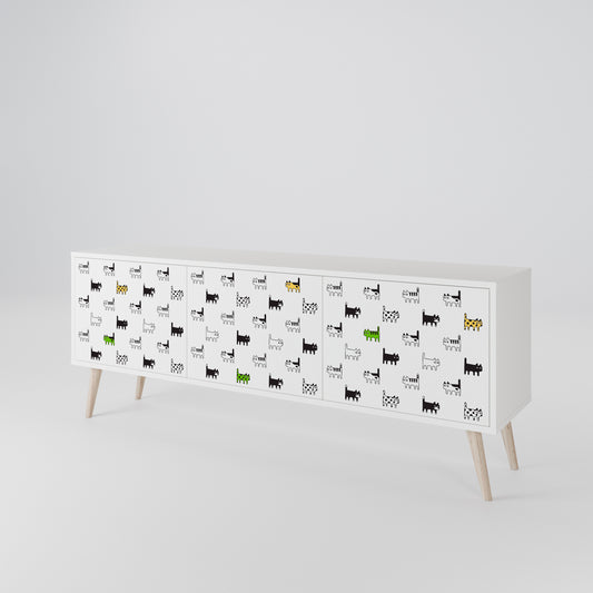 CATS COMPILATION Mobile TV a 3 Ante in Finitura Bianca