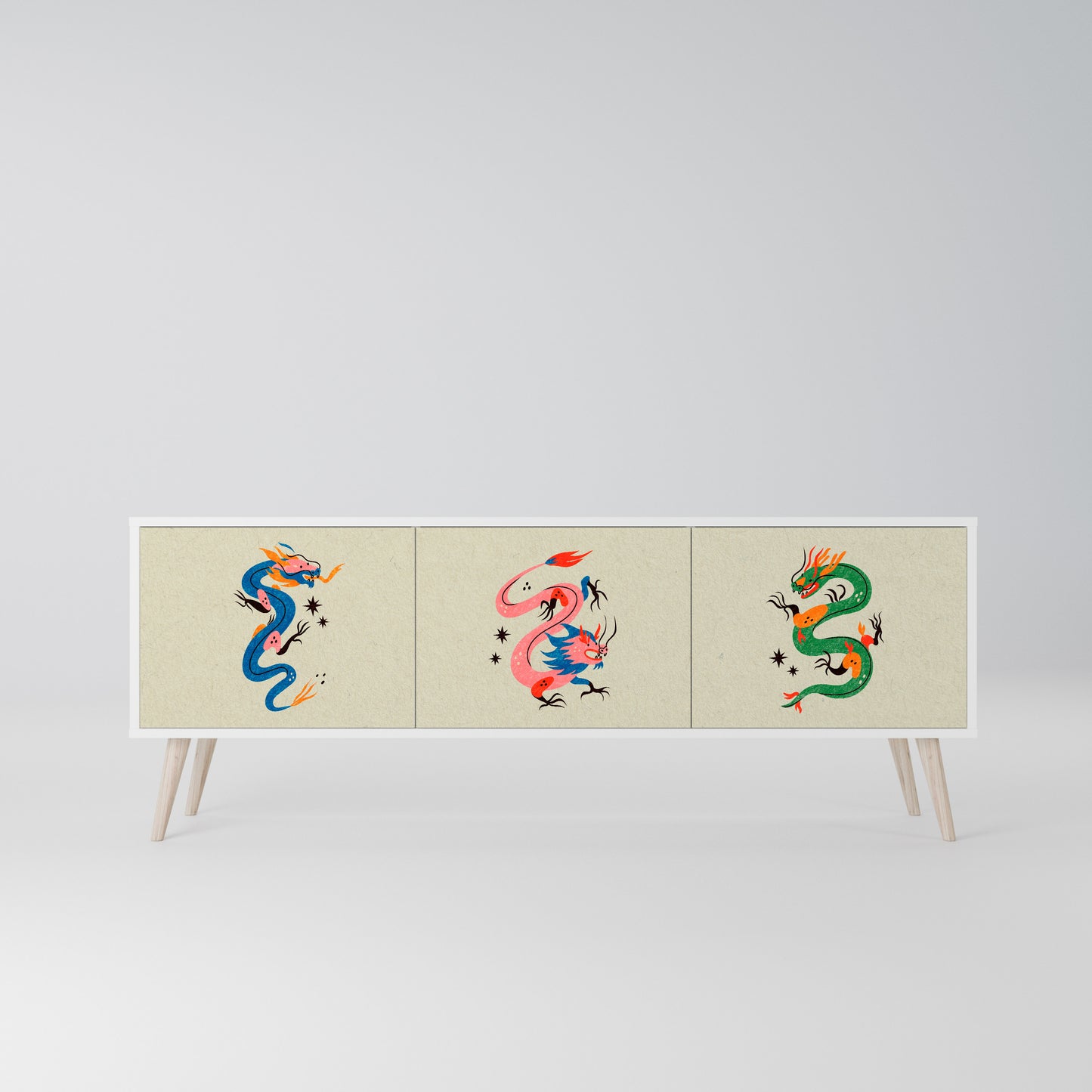 MYTHOLOGICAL CREATURES Mobile TV a 3 Ante in Finitura Bianca