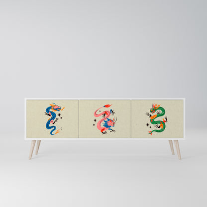 MYTHOLOGICAL CREATURES Mobile TV a 3 Ante in Finitura Bianca