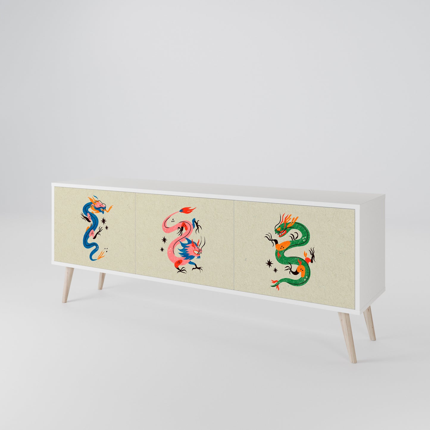 MYTHOLOGICAL CREATURES Mobile TV a 3 Ante in Finitura Bianca