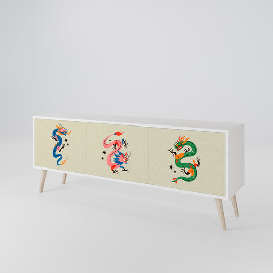 MYTHOLOGICAL CREATURES Mobile TV a 3 Ante in Finitura Bianca