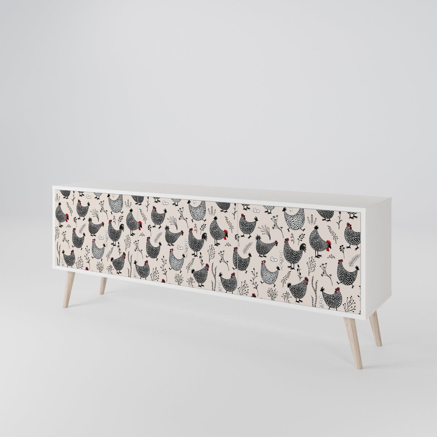 HAPPY HENS Mobile TV a 3 Ante in Finitura Bianca