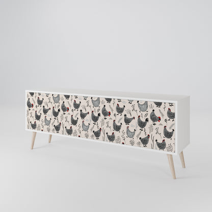 HAPPY HENS Mobile TV a 3 Ante in Finitura Bianca