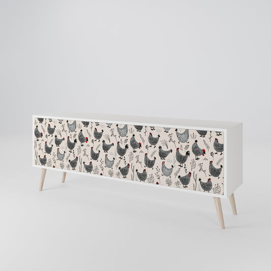 HAPPY HENS Mobile TV a 3 Ante in Finitura Bianca