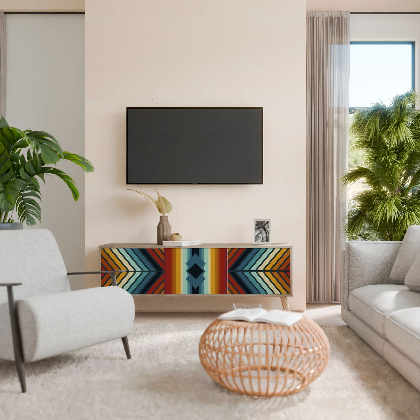INDIGENOUS ZIGZAG Mobile TV a 3 Ante in Effetto Rovere