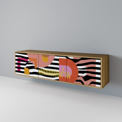 Mobile TV a 3 ante CHROMATIC ABSTRACT in effetto rovere