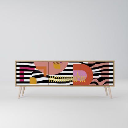 CHROMATIC ABSTRACT 3-Door TV Stand in Oak Effect