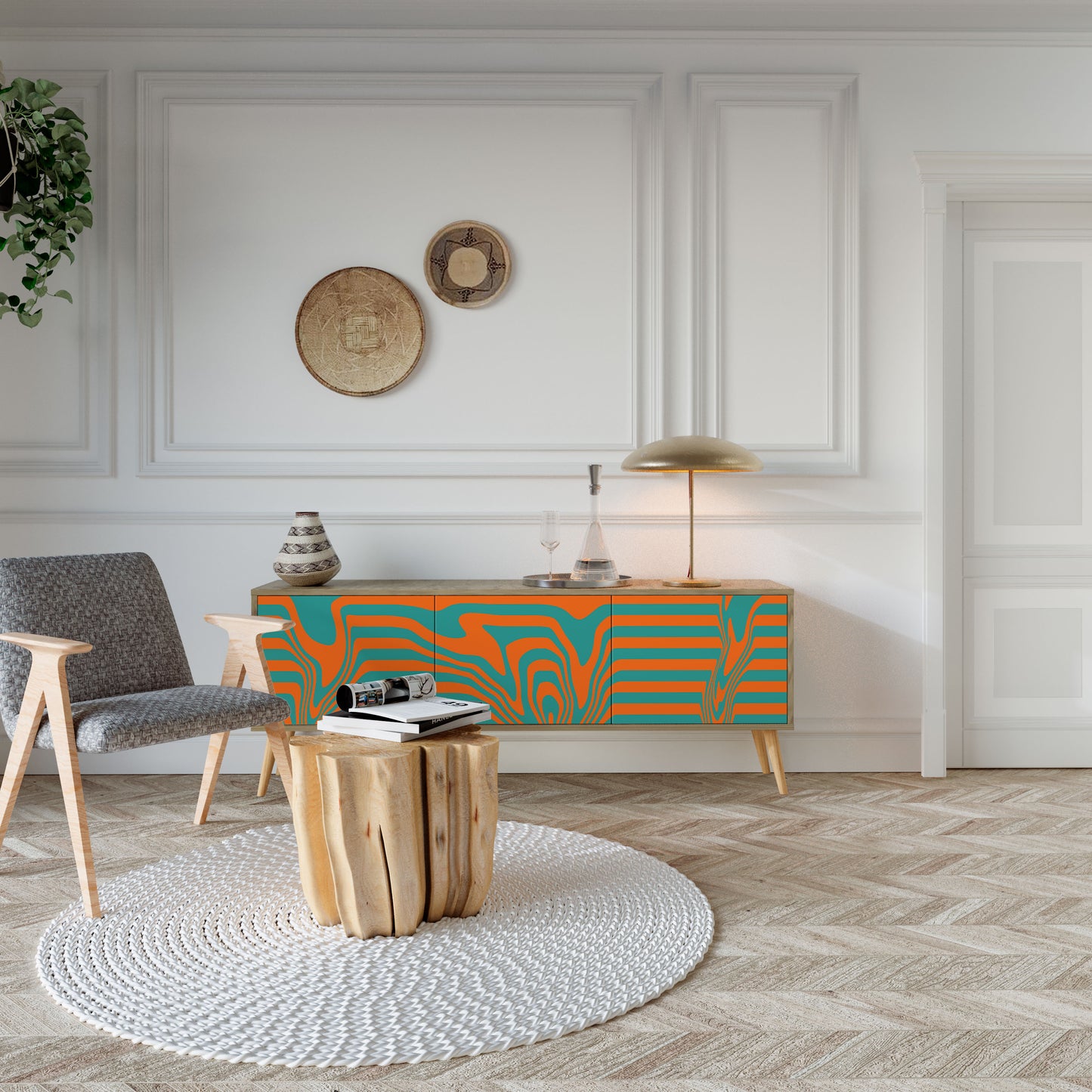 LINE COLLAPSE Mobile TV a 3 Ante in Effetto Rovere