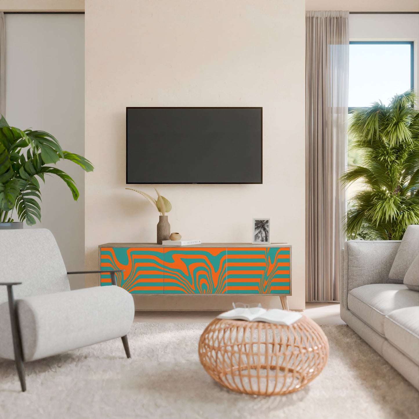 LINE COLLAPSE Mobile TV a 3 Ante in Effetto Rovere