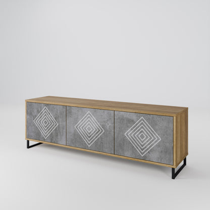 Mobile TV a 3 ante POLYGONAL ARTISTRY in effetto rovere