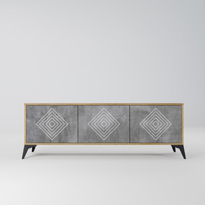 Mobile TV a 3 ante POLYGONAL ARTISTRY in effetto rovere