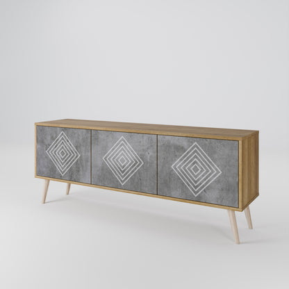 Mobile TV a 3 ante POLYGONAL ARTISTRY in effetto rovere