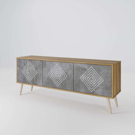 Mobile TV a 3 ante POLYGONAL ARTISTRY in effetto rovere